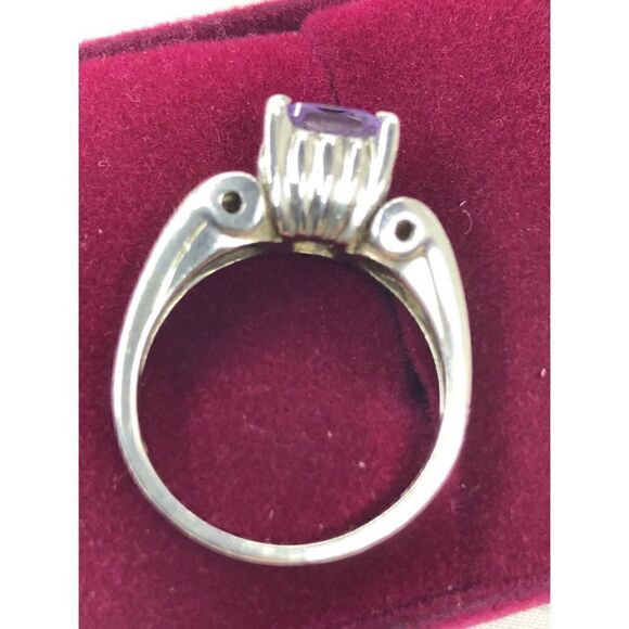 Art Deco Style 925 Purple Stone Ring Size 9 - Picture 13 of 14